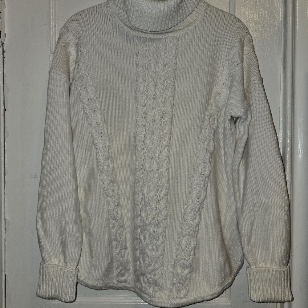 L.L. Bean Cream Cable Knit Turtleneck